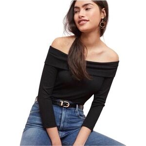 Anthropologie Black Off-Shoulder Blouse